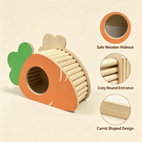 Cachette en bois pour hamster en forme de carotte, maisonnette pour petits animaux, jouet à mâcher, accessoire de cage pour hamster syrien, hamster nain, gerbille, souris, OEM personnalisé