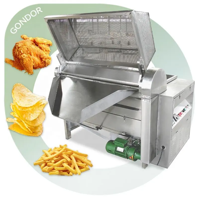 Friggitrice automatica con Chip di piantaggine d'acqua Gari manioca Falafel Garri Fry Machine Freidora Industry a Gas