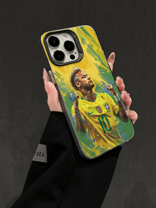 Funda para iPhone 15 Pro Max con Diseño Artístico de Estrella de Fútbol Brasileña, Cubierta Anti-caídas con Acabado Acuarela para Fanáticos, Funda Personalizada con Diseño de Toro - Product Image 4
