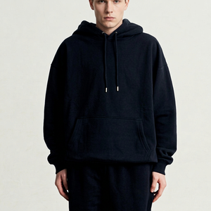 Sweat-shirt à capuche oversize pour homme, couleur unie, en coton French Terry, décontracté, pour l'automne, avec poche, respirant et confortable - Product Image 1