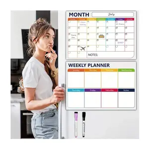 Custom Dry Erase White Board Magnetic Sticker Soft Paper Fridge Magnets Calendar for Fridge Weekly Planer