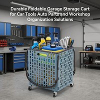 Panier de courses pliable en plastique durable avec 4 roues, écologique et facile à transporter pour l'utilisation en supermarché
