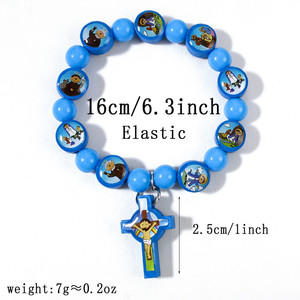 Pulseras con Cruz de Jesús en Azul y Rosa <span class=keywords><strong>KOMI</strong></span> para Mujeres y Hombres, Pulseras de Rosario con Cuentas de Colores, Brazaletes para Niños y Niñas, Regalos - Product Image 4