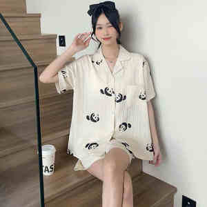 Pyjama deux pièces en coton rayé pour femme, été/hiver, vêtements de maison, vêtements de nuit, séchage rapide, doux et lisse - Product Image 2