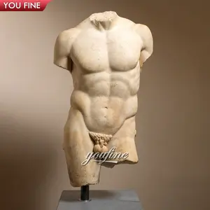 क्लासिक डिजाइन कला सजावट प्राचीन कला सजावट संगमरमर पुरुष धड़ प्रतिमा नग्न बस्ट मूर्तिकला