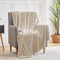 Couverture de lit chaude en flanelle en peluche de couleur crème douce et confortable de qualité supérieure pour toutes les saisons