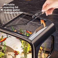Aquariums en plastique durables en promotion avec plateforme de basking, aquarium de bureau pour Betta, poissons rouges, tortues