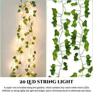Guirlandes lumineuses solaires artificielles en forme de lierre pour extérieur, <span class=keywords><strong>plantes</strong></span> vertes décoratives pour <span class=keywords><strong>jardin</strong></span>, mur, mariage, festival - Product Image 4