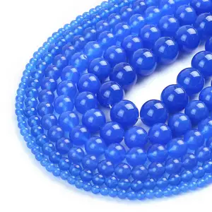 Natural Stone Supplier Blue Jade Beads Gemstone Loose Round Quartz Assorted Blue Jade Beads for DIY Jewelry Making Strand
