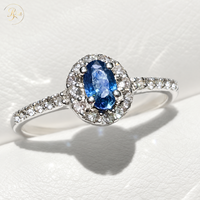 Bague de fiançailles classique ovale en diamant bleu de laboratoire, argent 925, certification IGI, pavé halo, diamant synthétique, bijoux fins