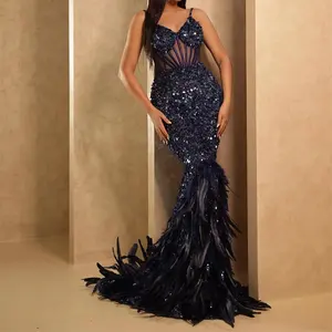 Vestidos Mujer elegante Bling paillettes compleanno formale abito lungo signora signora abito da sera Slip da donna da sposa sirena abiti da sera