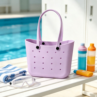 Bolso de mano de EVA de color sólido DIY, bolso de mano portátil y versátil, bolso de hombro impermeable de gran capacidad con parte superior abierta, dos asas, para todas las estaciones