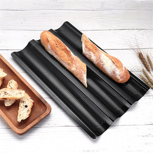 XR moule à pain en acier inoxydable antiadhésif plateau de cuisson Commercial moule à pain professionnel <span class=keywords><strong>boulanger</strong></span> moule à pain antiadhésif 3 rangées casserole à baguette - Product Image 3