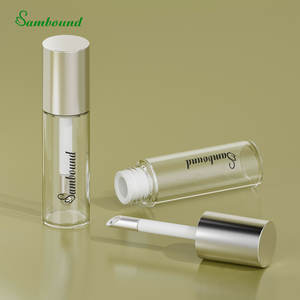 Brillo labial en tubo transparente de 20 ml con pincel grande, botella redonda de plástico vacía, combinada con cabezal de pincel de aleación de zinc. - Product Image 3