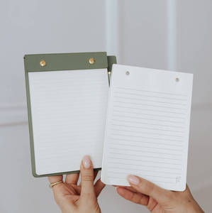 Custom Leather PU Gold Foil Personalised <strong>Refillable</strong> Notepad Undated Planner Writing <strong>Pad</strong> With a Pen - Product Image 4