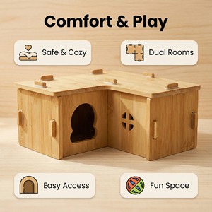 Bamboo Hamster Hiding House Natural Unpainted Breathable For Golden And Dwarf Hamsters <b>Pet</b> Furniture - Product Image 4