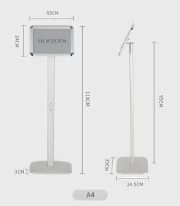 360 Turn Around Metal Frame Sign Display Holder A3 A4 Snap Frame Clip Frame Poster Stand Aluminum Profile Stable Floor Standing