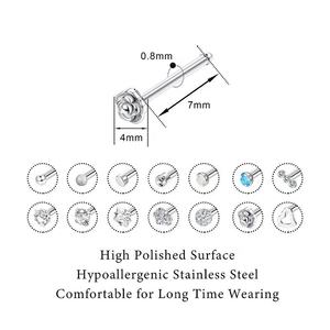 Vente en gros de bijoux de piercing corporel en acier inoxydable 316L avec cristaux CZ, anneaux de nez et clous d'oreille - Product Image 2