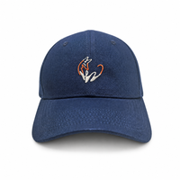 Casquette de baseball unisexe structurée à 6 panneaux, motif renard brodé, bleu marine, calotte mi-haute, visière pré-courbée, certifiée CE, pour usage quotidien
