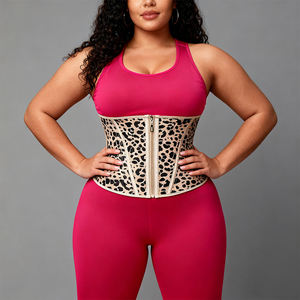Corset amincissant Langqin de haute qualité en polyamide et élasthanne respirant, avec fermeture éclair en latex givré, imprimé léopard, respectueux de l'environnement - Product Image 2