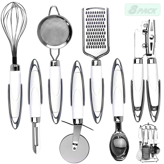 High Quality New Kitchen Tools Gadgets Kitchen Smart Gadget Set Cream Scoop Egg Whisk Grater Pizza Cutter Opener Utensils Set