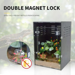 Caja de Cría Apilable de Acrílico Transparente para Reptiles, PVC Negro, Marca Reptile Basics, para Geckos, Serpientes y Lagartos, con Puerta Magnética Personalizable - Product Image 2