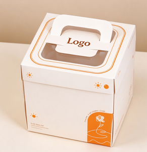 Caja <span class=keywords><strong>Pequeña</strong></span> para Pastel, Biodegradable, de Papel de Grado Alimenticio, con Asa y Ventana, para Cumpleaños de Niña - Product Image 3
