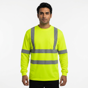 Chemises de travail personnalisées 2026 à manches longues pour hommes, haute visibilité, réfléchissantes et économiques, en coton SMS - Product Image 1