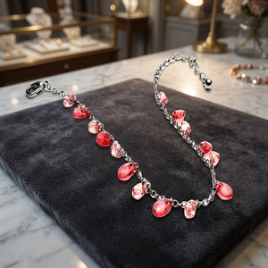 Elegante Brazalete Romántico de Plata 925 con Diseño Geométrico de Gota de Agua Rosa para Mujer, Ideal para Bodas - Product Image 3