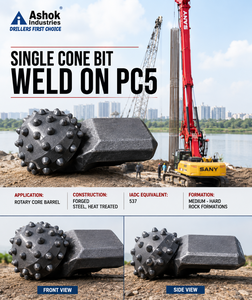 Broca de un solo cono PC5 de Ashok Industries, forjada, para perforación rotatoria, 50 toneladas, 6000 PSI, 450 Nm de par máximo, 14 kg - Product Image 3