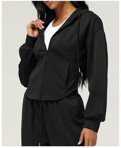 Chaqueta con Capucha RUIQUWIN Personalizada, Nueva, de Primavera, Manga Larga, con Cremallera Delantera, para Correr, Hacer Ejercicio, con Cordón Ajustable para Mujer - Product Image 4