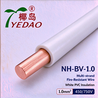 Kabel Tembaga Multi-strand NH-BV-1.0 1.0mm2 Putih Berisolasi PVC Tahan Api untuk Instalasi Listrik Bangunan