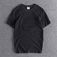 T-shirts Homme Personnalisés Mode Oem Coton Uni Manches Courtes Col Rond avec Logo en Relief