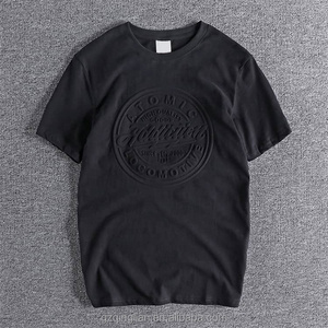Camisetas Lisas de Algodón Personalizadas de Moda para <span class=keywords><strong>Hombre</strong></span> OEM con <span class=keywords><strong>Manga</strong></span> <span class=keywords><strong>Corta</strong></span>, Cuello Redondo y Logo en Relieve - Product Image 3