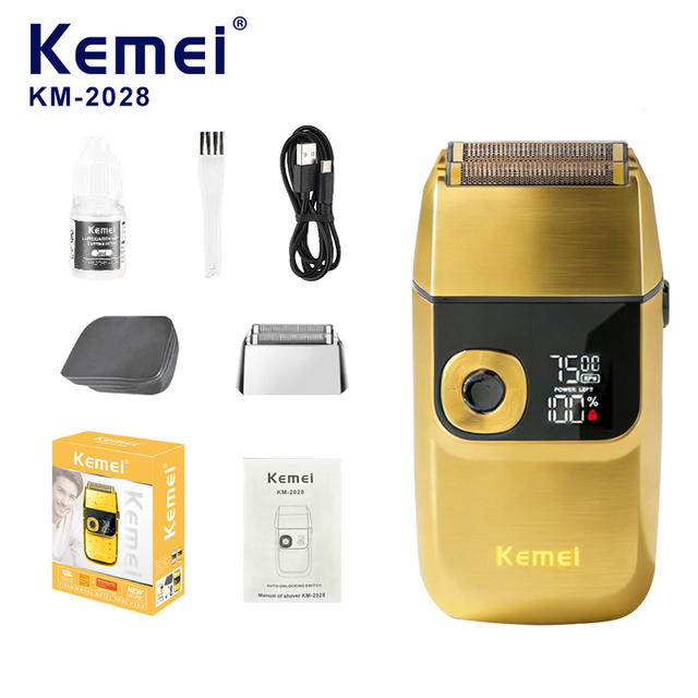 KEMEI KM-2028 Best Selling 1400mAh Mens Electric Beard Shaver 7500RPM IPX4 Wet Dry Use Male Foil Hair Remover Machine Supplier