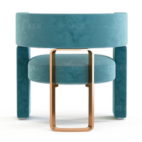 Fauteuil de détente moderne de luxe en tissu rembourré avec décorations métalliques dorées pour la maison, le salon, le hall d'hôtel, la salle d'attente