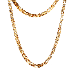 Hot Sale Fashion Unisex Necklace Bracelet Set Stainless Steel Byzantine <b>Chain</b> Set Hip Hop PVD Gold Plated - Product Image 1