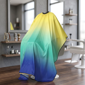 Cape de barbier unisexe en polyester, imperméable, à sublimation, avec détection d'aiguille, dégradé jaune - Product Image 2