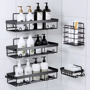 Bathroom Storage Rack Wall Mounted No Drill Toilet Shower Organizer Rectangle 4-7.9in Depth - Product Image 1