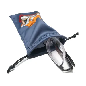 Sac en microfibre avec Logo personnalisé imprimé, pochette à cordon pour lunettes, stockage de lunettes pour enfants, emballage optique