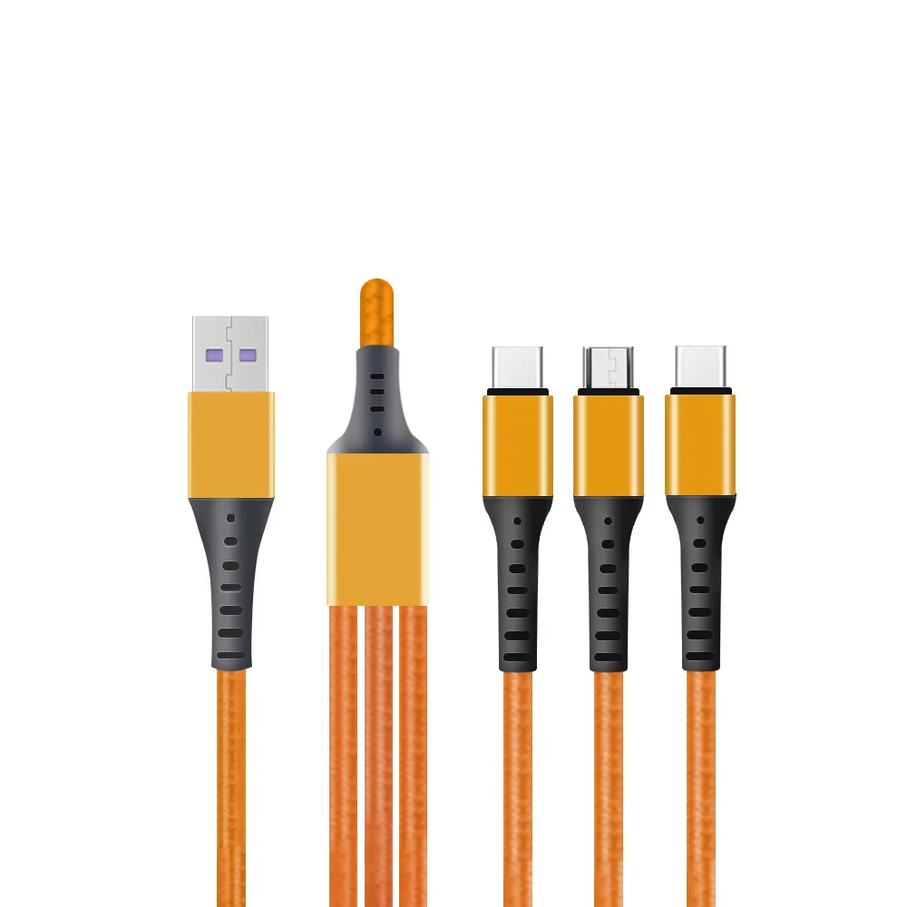 Câble USB 3 en 1 de 20W pour téléphone portable, câble de chargement rapide de données USB-C pour téléphone/Type-C/Android