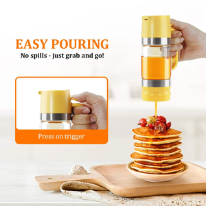 Dispensador de miel antiderrames de 9 oz, de vidrio amarillo con asa, accesorio portátil para cocina y barra de café - Product Image 5