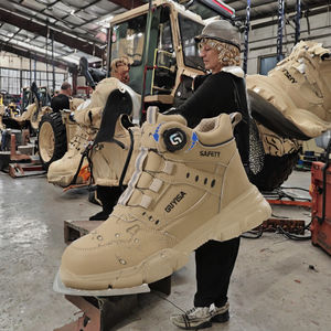 รองเท้าบูทนิรภัยหนังไมโครไฟเบอร์แฟชั่นสำหรับผู้ชาย  แบบหัวเหล็ก  สำหรับใช้ในโรงงาน - Product Image 2