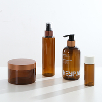 Ensemble de flacons pulvérisateurs en plastique PET et de pots bruns pour emballages cosmétiques (shampooing, lotion, tonique) 100ml-500ml