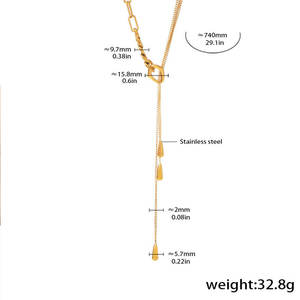 Collar largo tipo lariat de joyería fina, cadena para suéter de moda, chapado en oro PVD de 14K y 18K, de acero inoxidable 316L personalizado para mujer. - Product Image 6