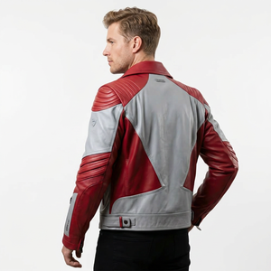 <b>Men's</b> Genuine Leather <b>Jacket</b> Stand Collar Slim Fit Waterproof Eco-Friendly Breathable Customized Front Moto Biker Spring Autumn - Product Image 2