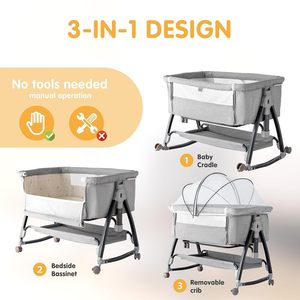 Cuna Premium para Bebé, Portátil, Plegable, Multifuncional, Segura, Convertible en Cama Grande para Recién Nacidos e Infantes de 0 a 36 Meses, Diseño Moderno - Product Image 3
