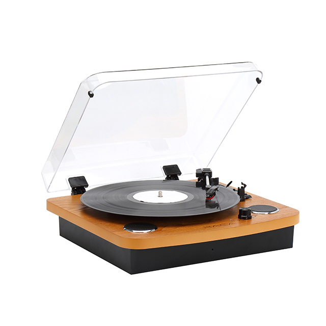 Beautiful Suitcase Speaker Old Stereo Style Vintage Gramophone with Transparent Dust Cover