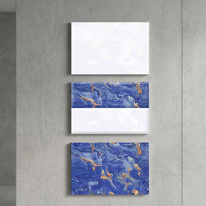 Carreaux muraux en céramique blanche 300x450mm 12x18 Carreau de porcelaine brillant poli imperméable poli émaillé de conception bleue pour l'intérieur de la maison - Product Image 1