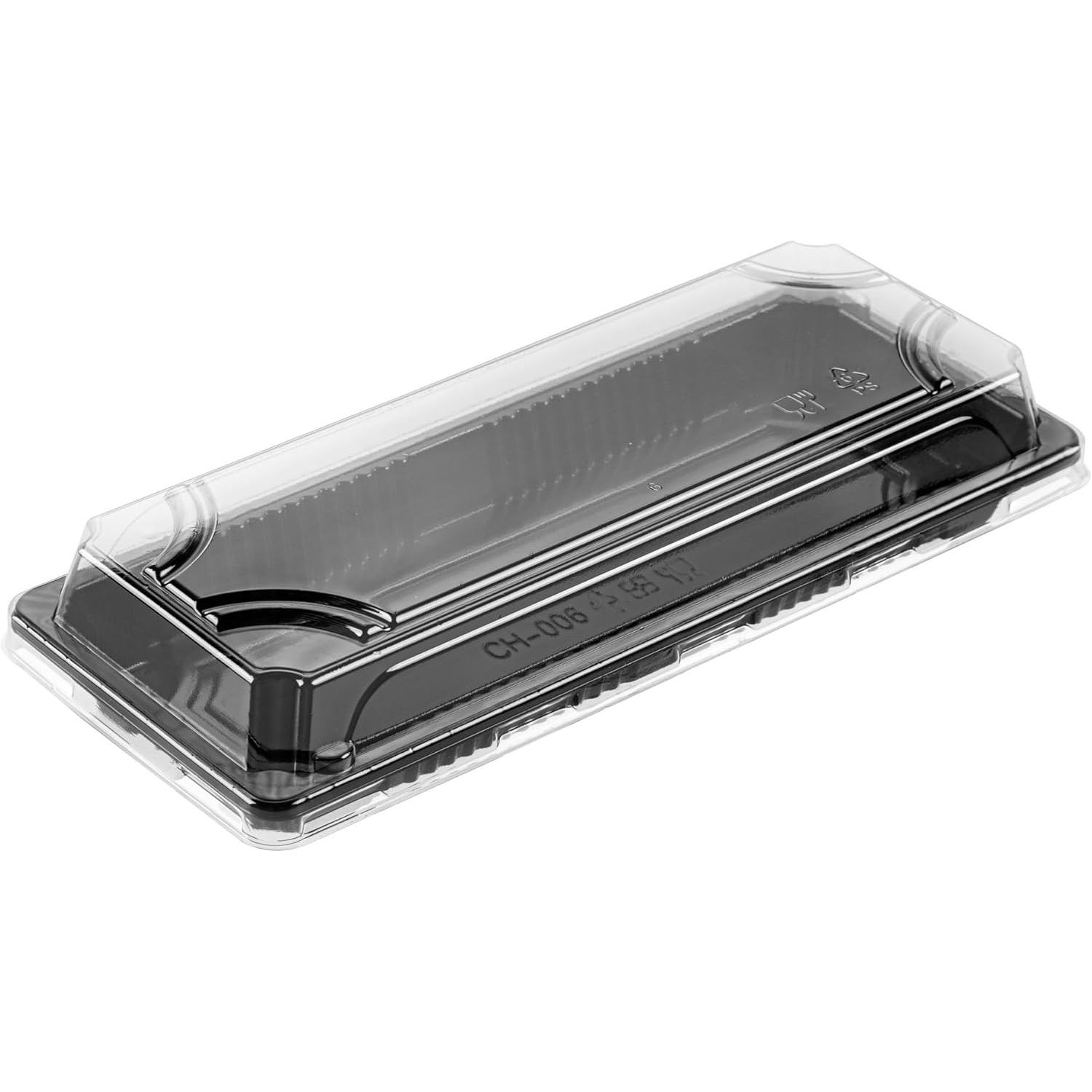 Black base with clear lid sushi container